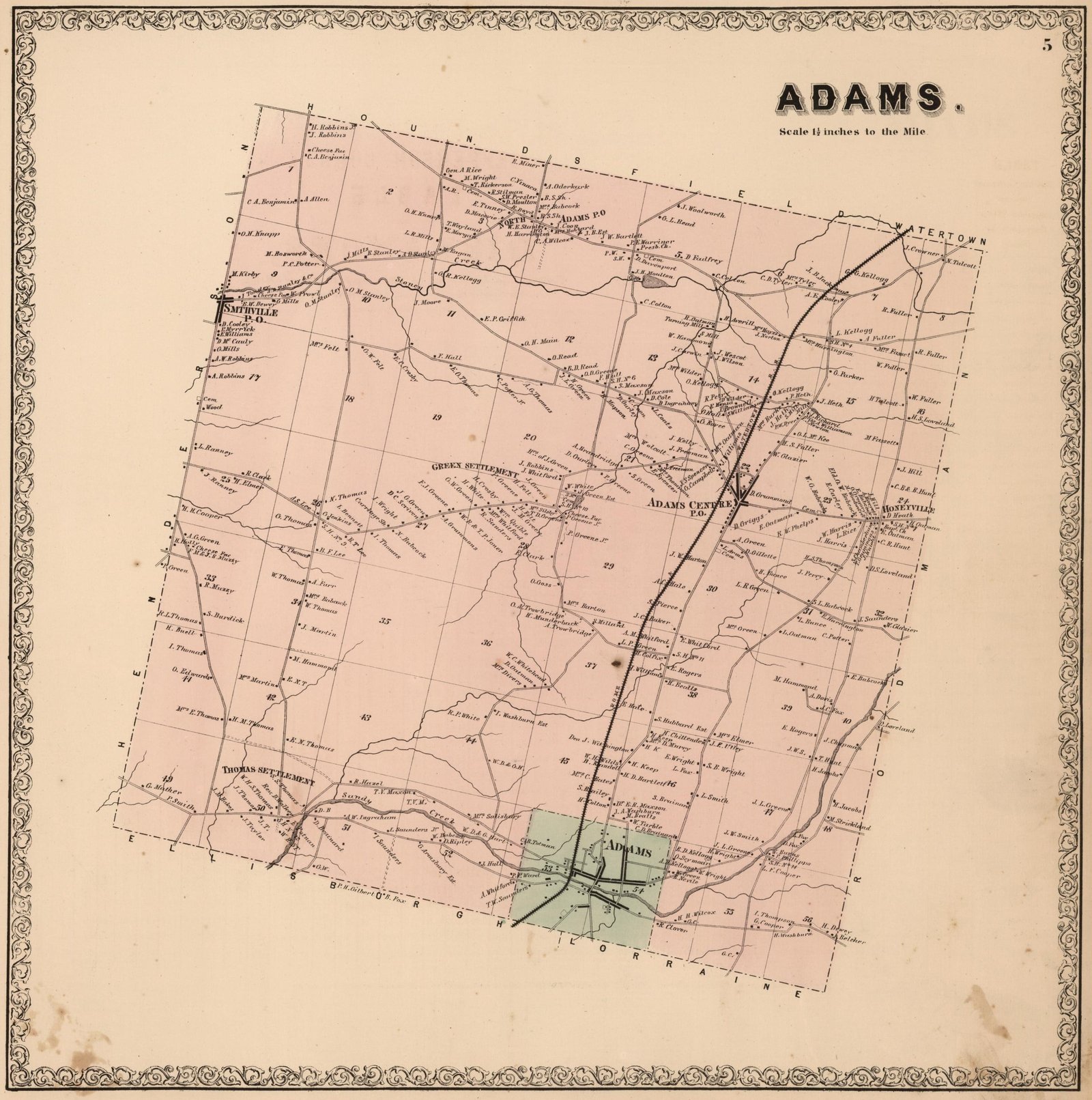 1864 Map Of Adams New York 