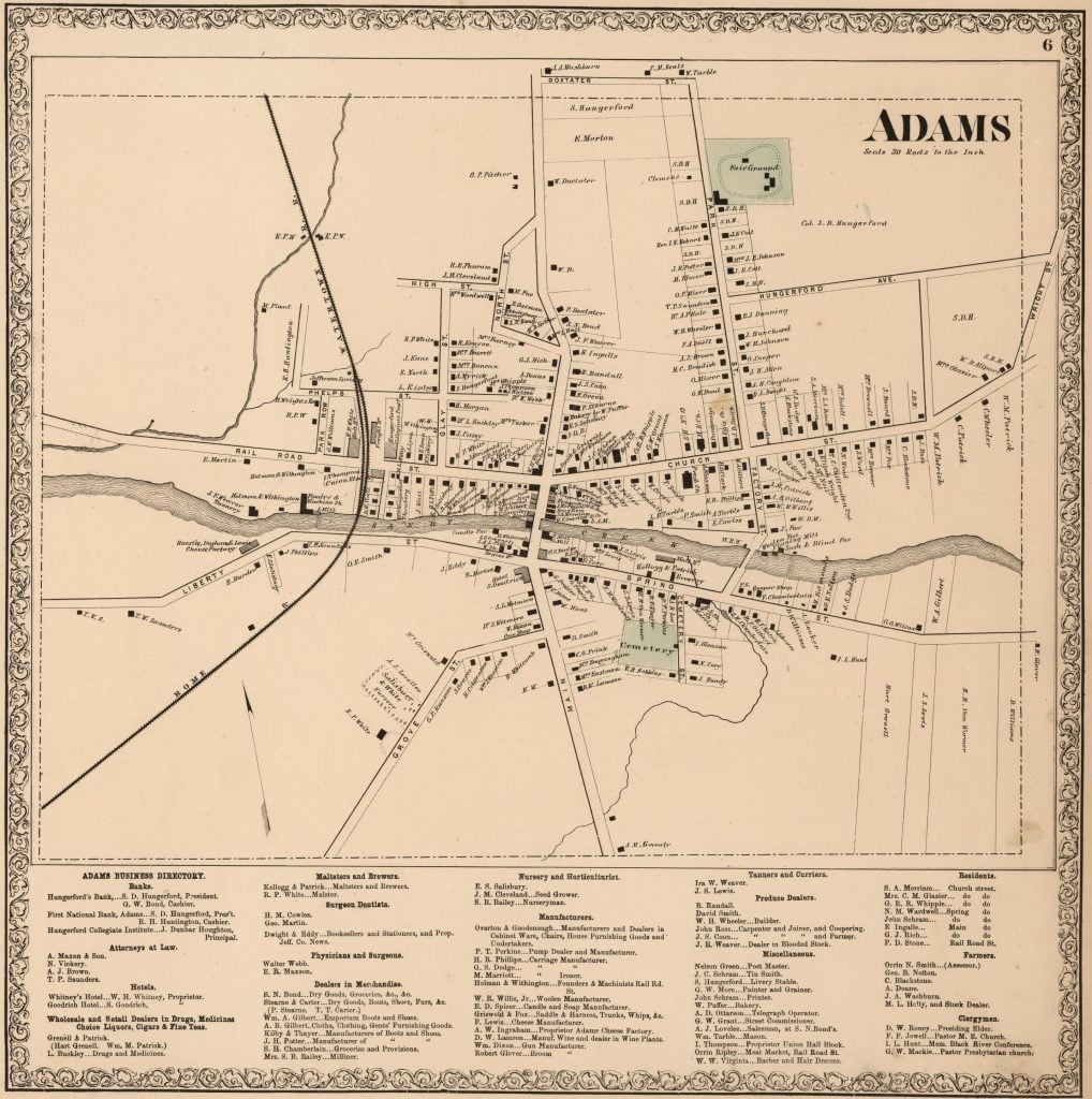 1864 Map of Adams Village New York