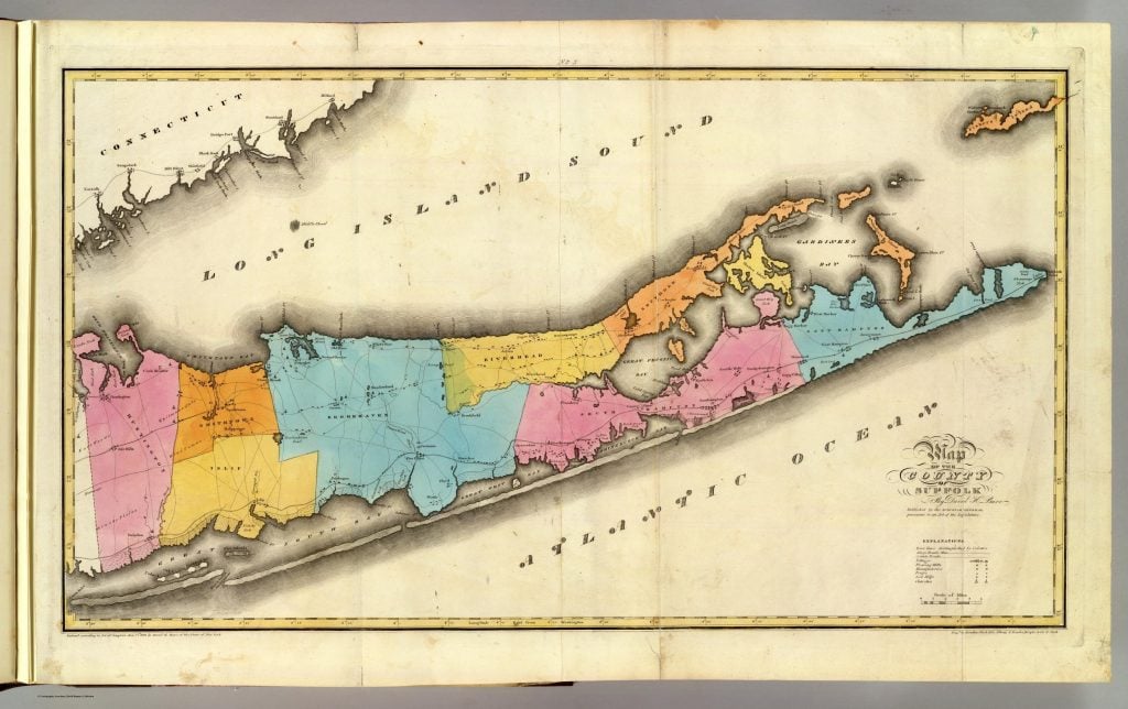 1829 Map of Suffolk County NY by David Burr