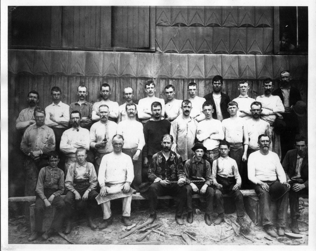 Redwood Glass Works workers in an 1880 company photo