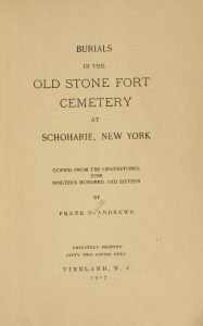 Burials in the Old Stone Fort Cemetery at Schoharie, New York